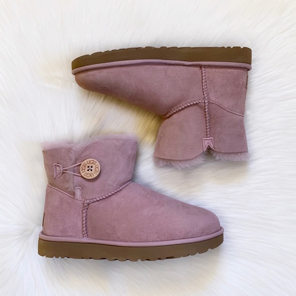 UGG Mini Bailey Button II Pink Crystal Boots - Picture 4 of 6
